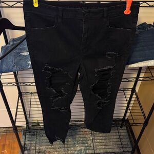 American Eagle Black Distressed Jeans
